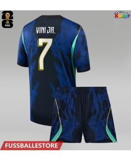 Günstige Brasilien Vinicius Junior #7 Auswärts Trikotsatzt Kinder WM 2026 Kurzarm (+ Kurze Hosen)